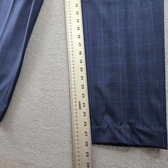 IZOD 2-Piece Suit Jacket & Pants Mens 42 S/ 36W Dark Blue Check Single Breasted - Picture 12 of 16